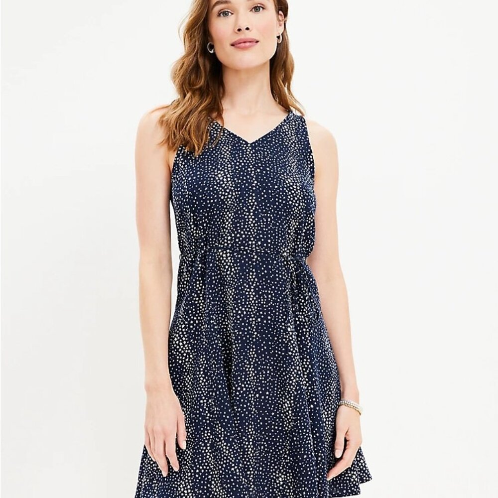 NWOT Ann Taylor Loft Star Godet Double V Midi Dress - Medium
